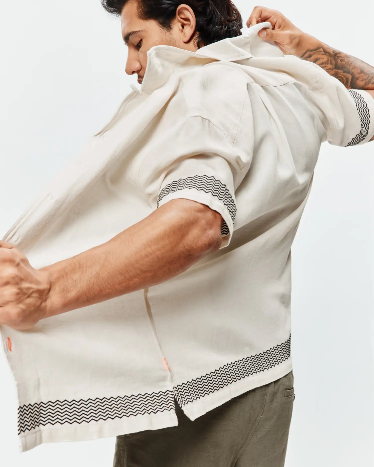 Psycho Bunny Men's Shirts Sunny Linen Shirt camicia bianca in lino e cotone