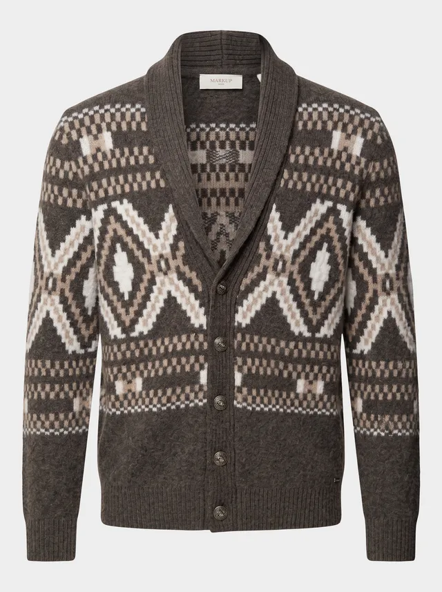 Markup Uomo Maglieria Cardigan Mouliné Jacquard Etnico cardigan