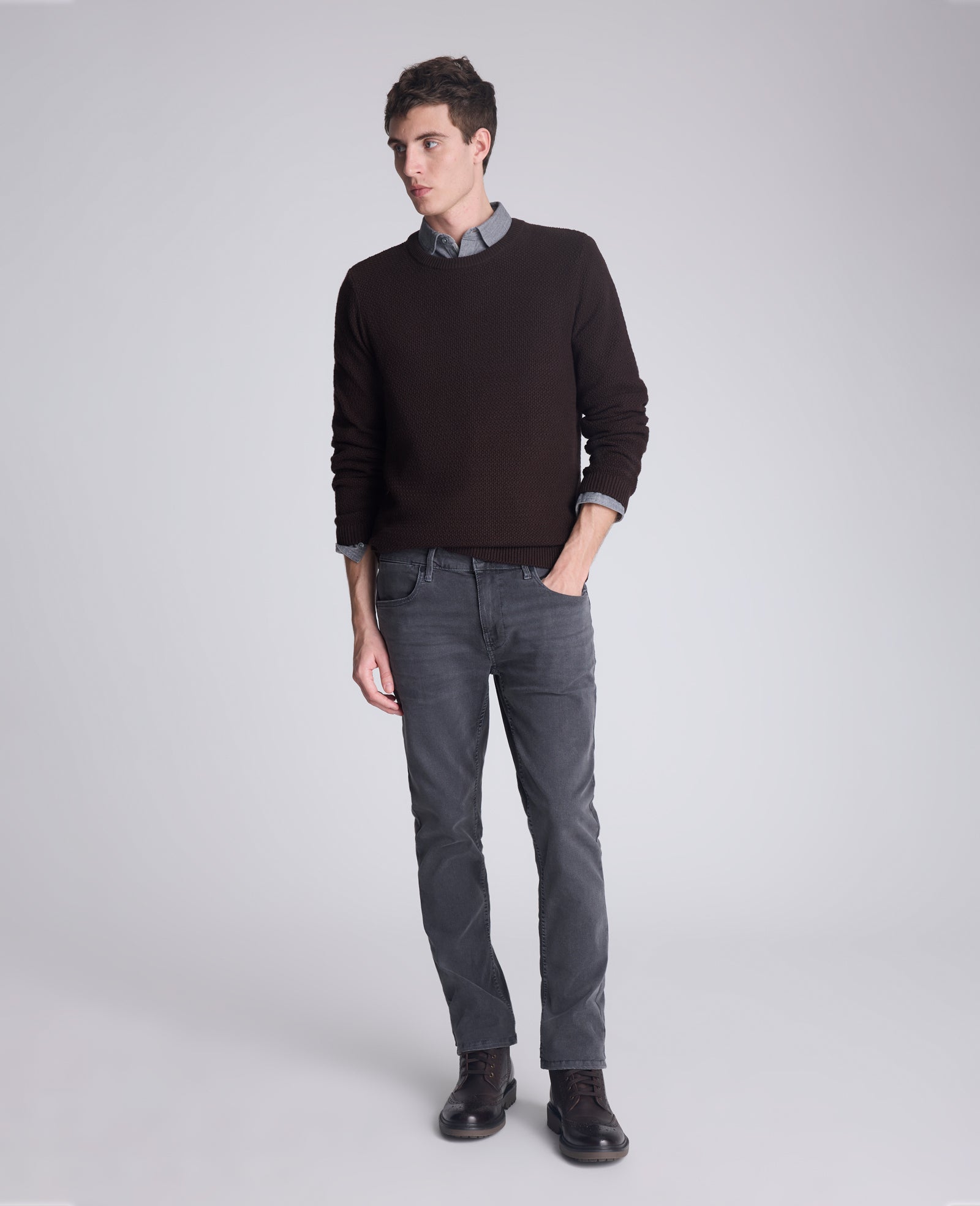 Kenneth Cole Reaction Clothing Popcorn Crew Sweater maglione marrone girocollo
