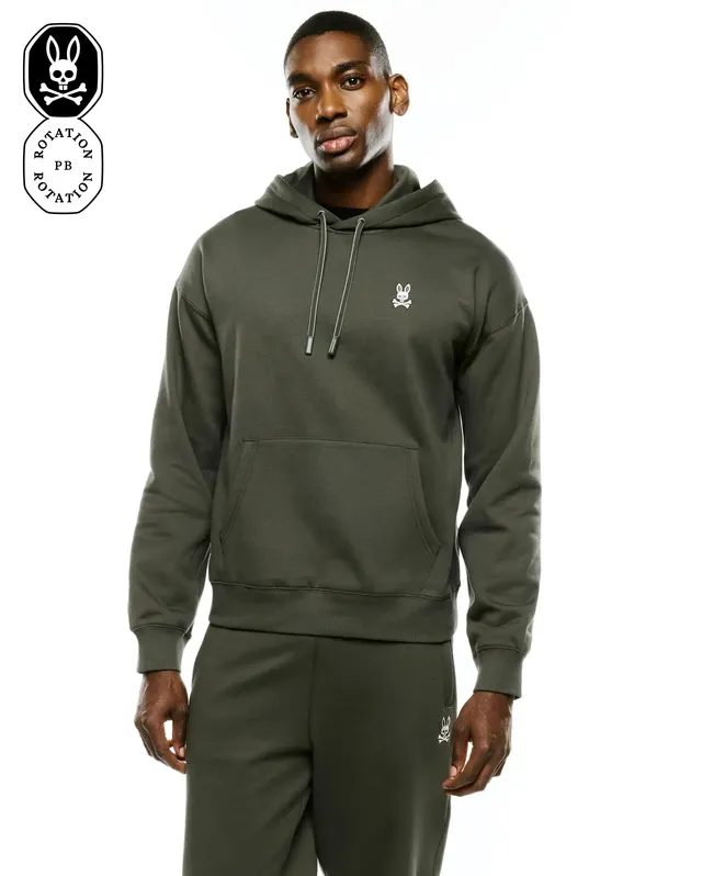 Psycho Bunny Men's Sweatshirts & Hoodies Men's Terrence Fleece Hoodie MT0500254 felpa con cappuccio verde oversize