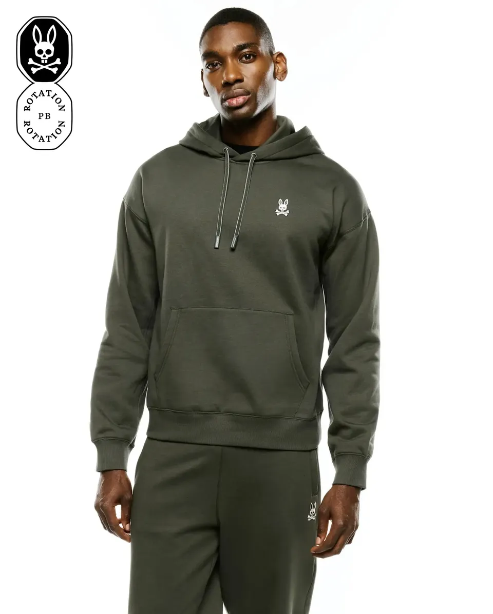 Psycho Bunny Men's Sweatshirts & Hoodies Men's Terrence Fleece Hoodie MT0500254 felpa con cappuccio verde oversize