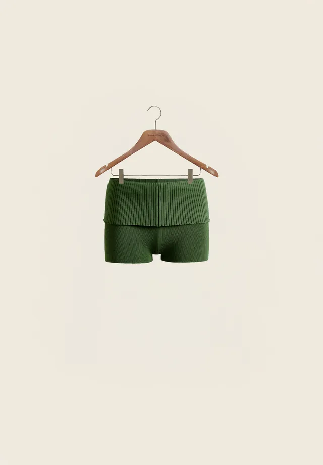 House Of Sunny Women's Shorts & Trousers ONE LOVE RIB HOTPANTS shorts a coste verdi UK 6-18