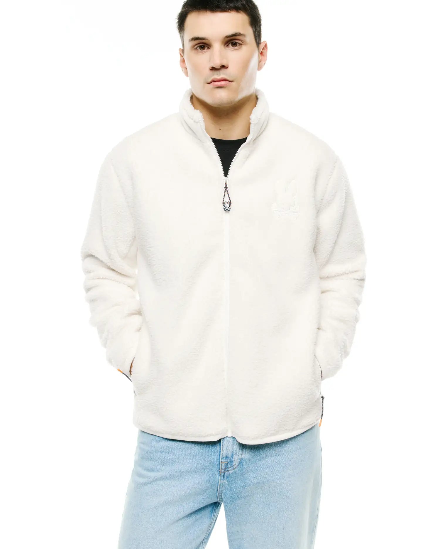 Psycho Bunny Jackets Men's Rowley Sherpa giacca ecru in pile