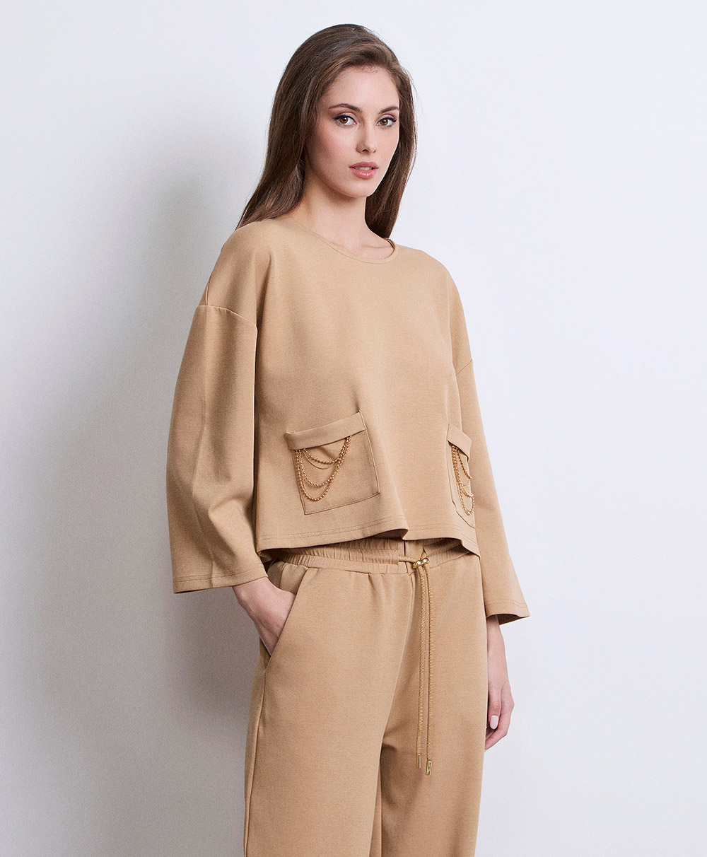 Markup Donna T-Shirt & Felpe Felpa interlock con applicazioni