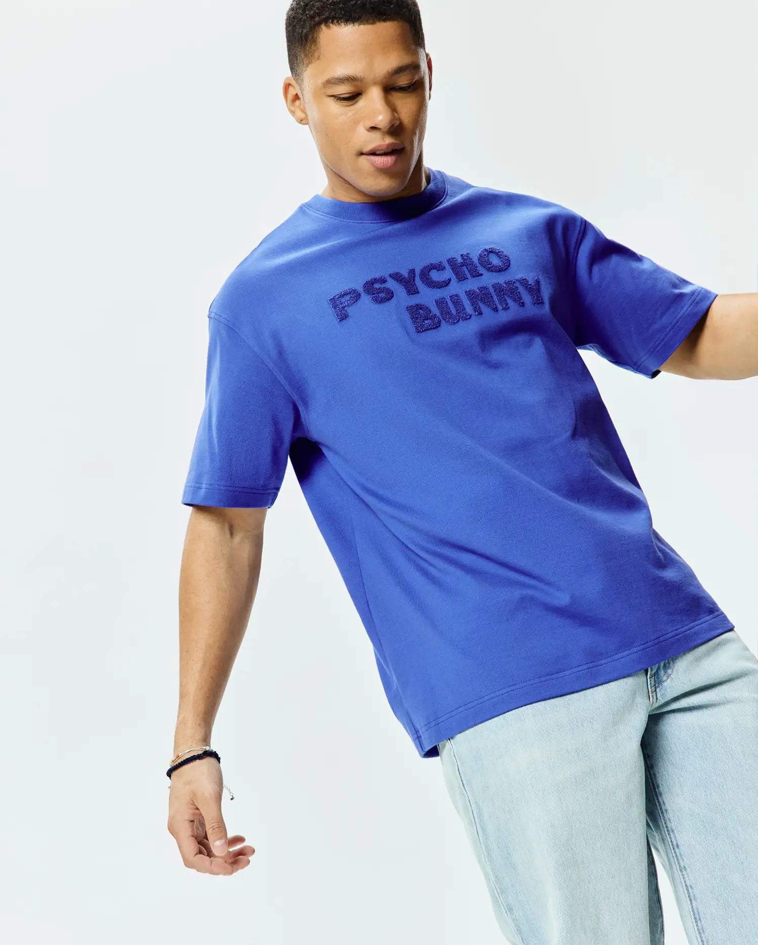 Psycho Bunny Craig Wordmark Tee t-shirt uomo blu