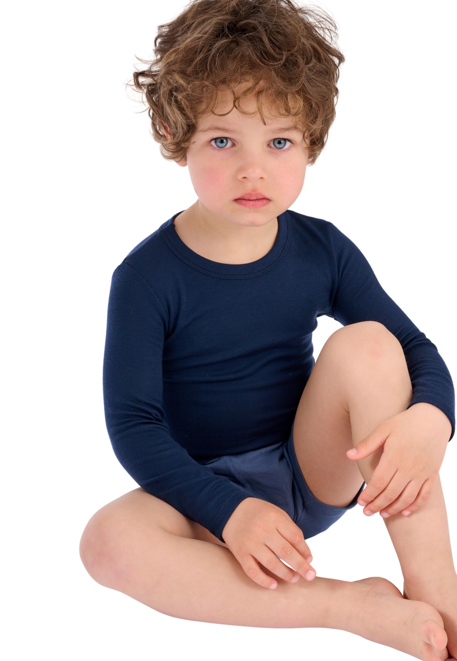 Damart Thermolactyl Sensitive Maglietta termica a costine bambini, verde blu grigio, calore medio 3