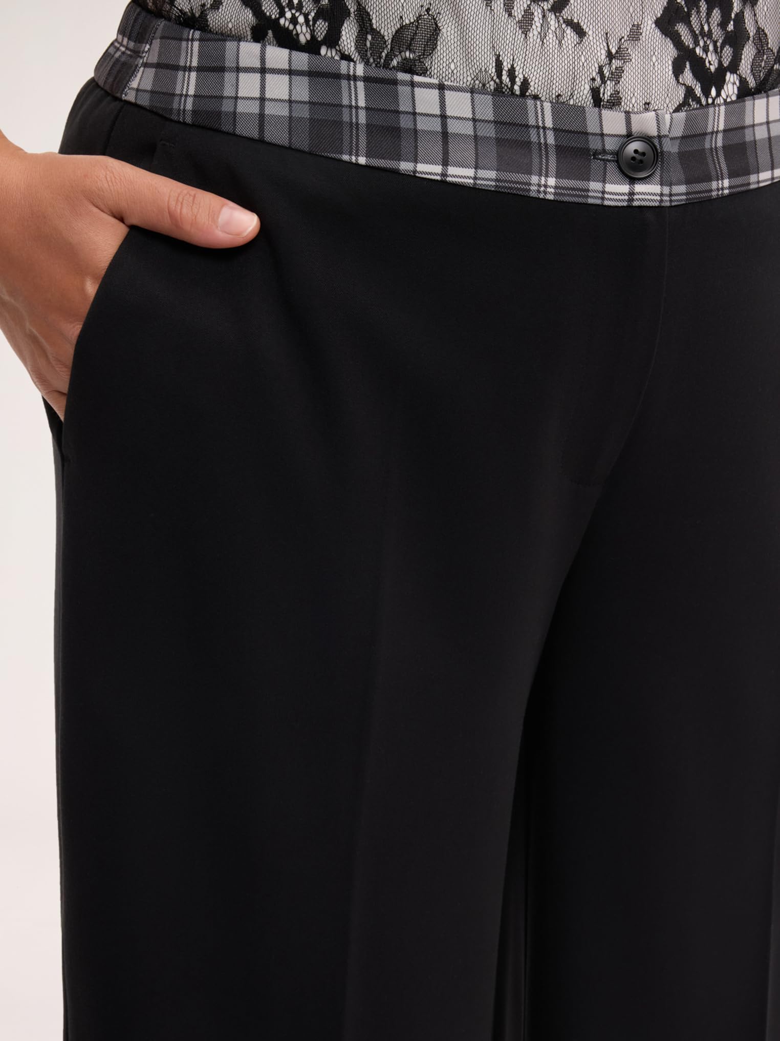 Fiorella Rubino Pantaloni Pantaloni Wide Leg con Banda Check pantaloni 58 Plus