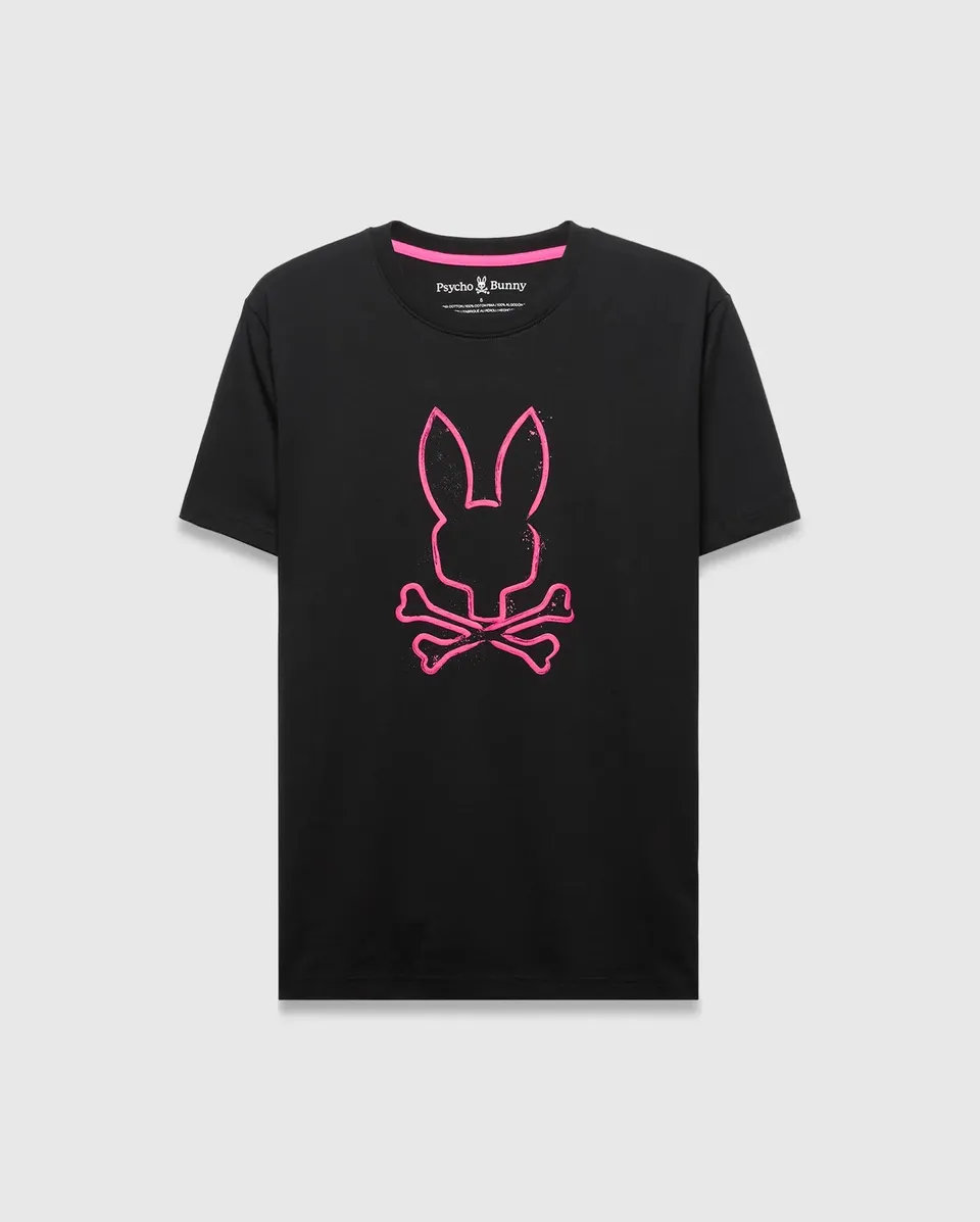 Psycho Bunny Big & Tall Duncan Graphic Tee T-shirt nera 1XL–6XL in Pima