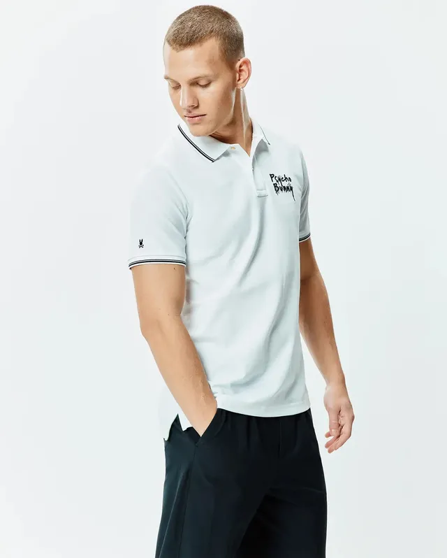 Psycho Bunny Men's Polos Duncan Pique Polo polo bianca cotone Pima