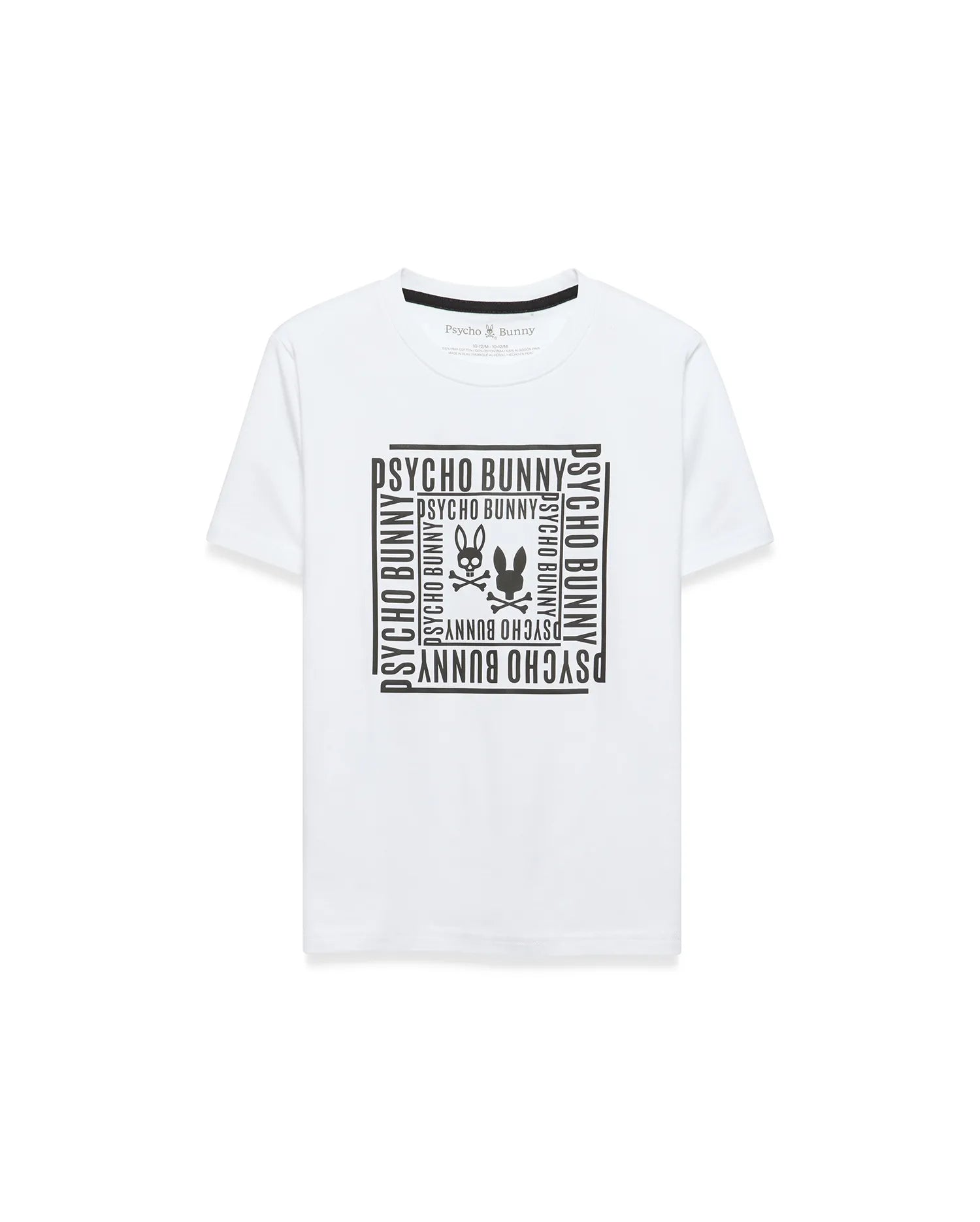 Psycho Bunny Kids Tees Raj Pima Graphic Tee t-shirt bambini bianca cotone Pima