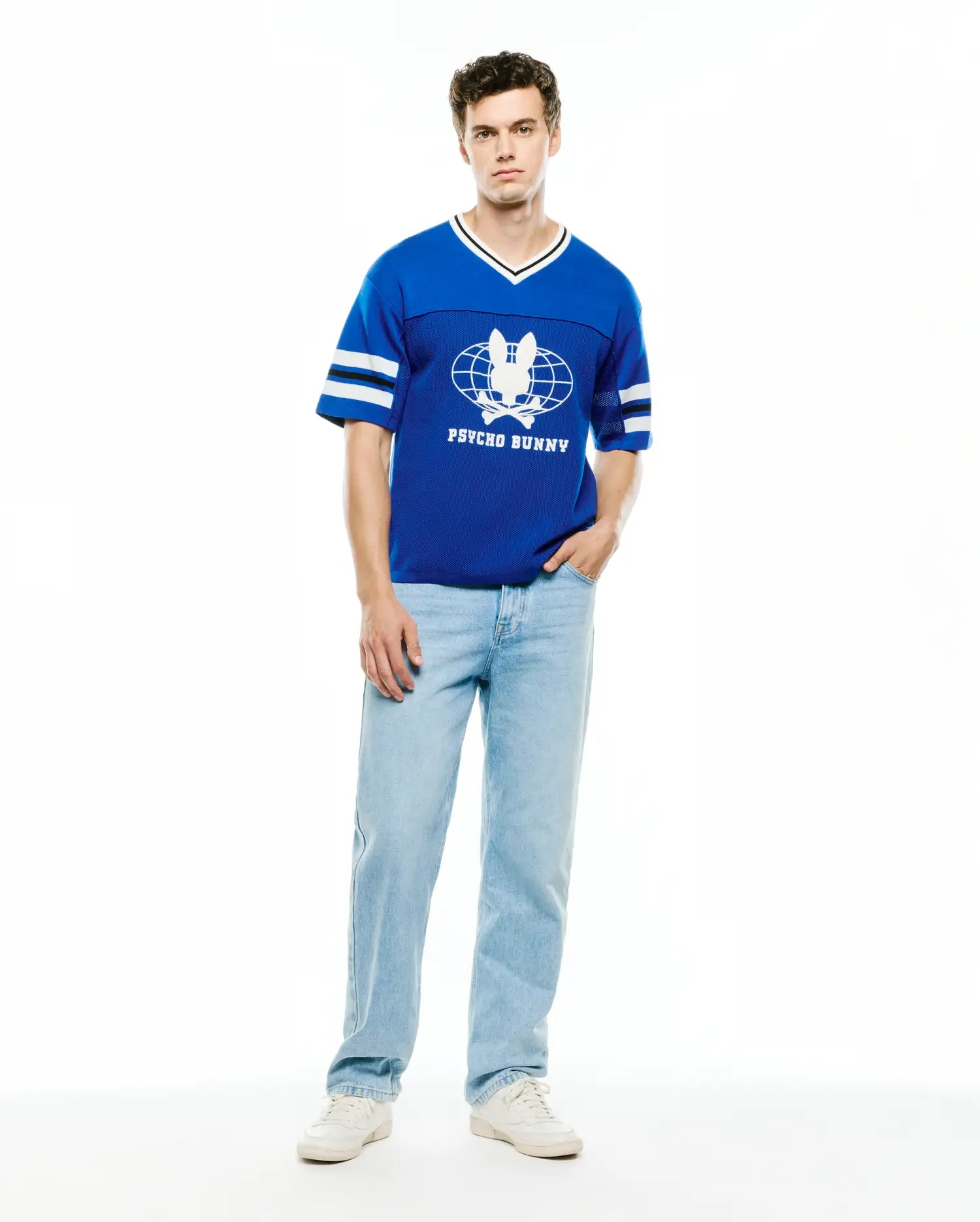 Psycho Bunny Men's Tees Mike Graphic Jersey Tee maglietta blu