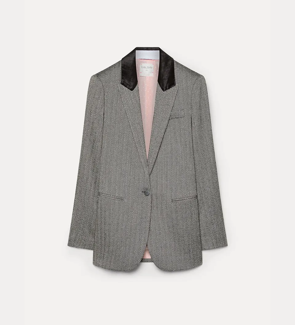 Forte giacche chevron jaspé blazer nero blazer morbido