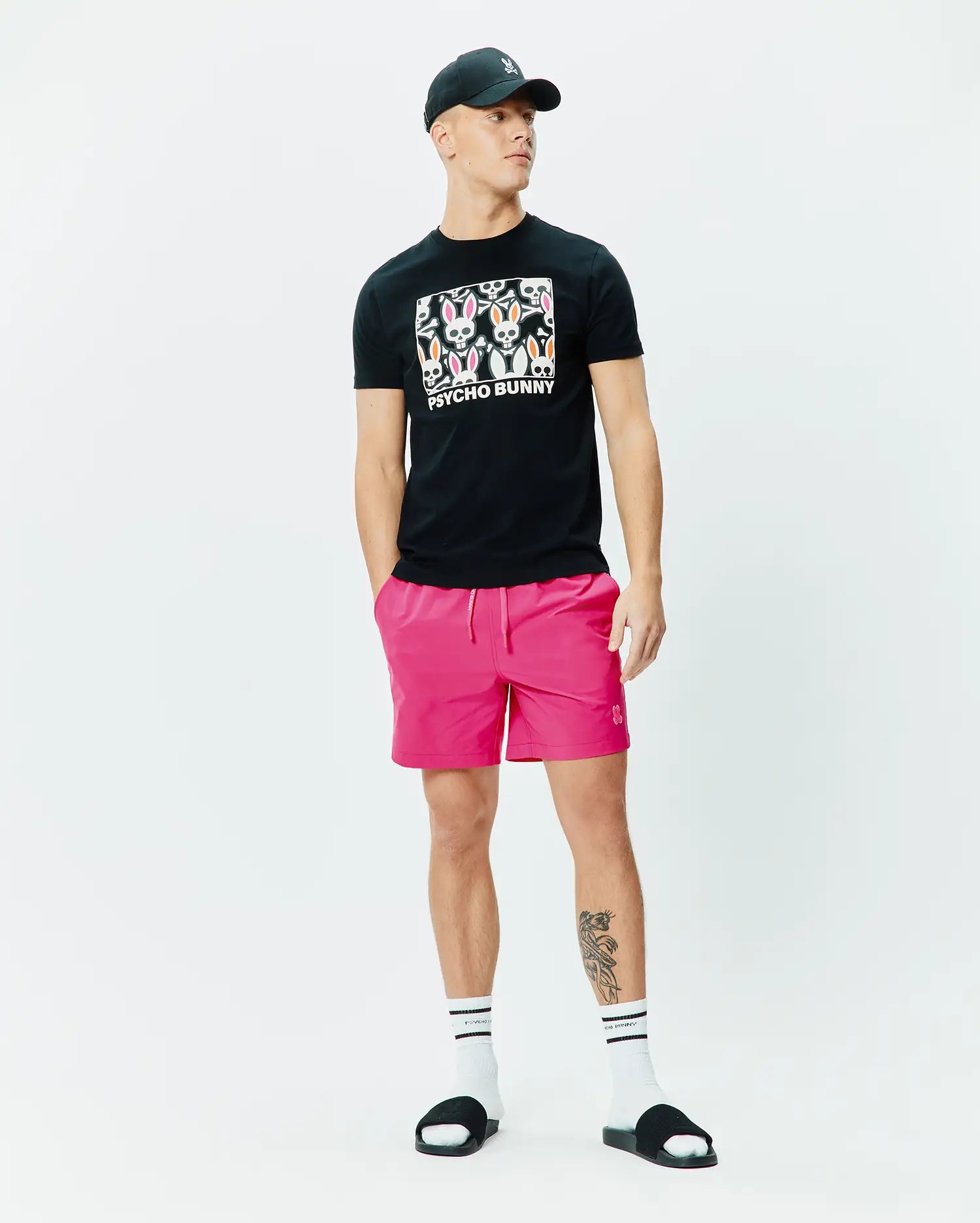 Psycho Bunny Men's Tees Byron Graphic Tee maglietta nera cotone Pima