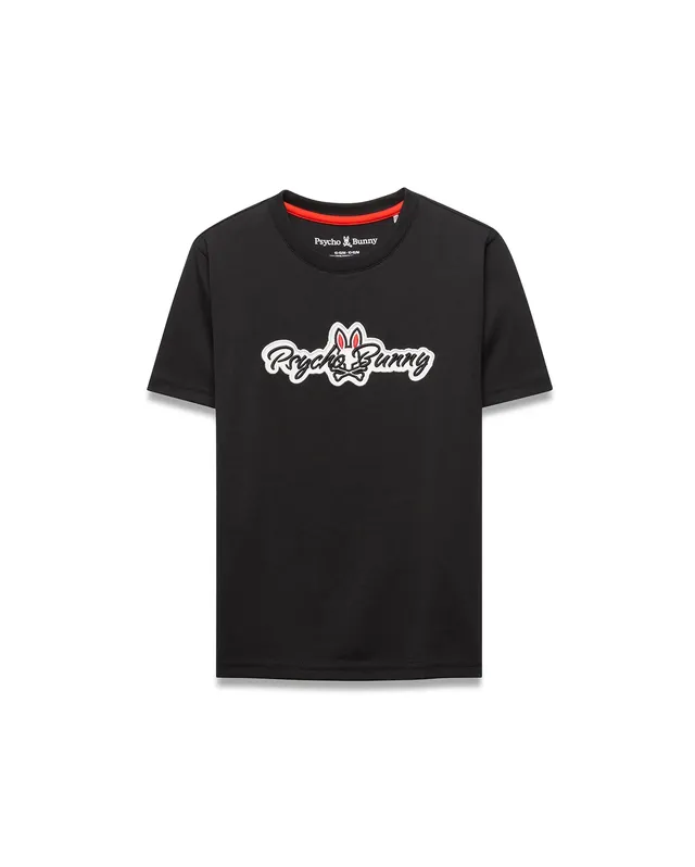 Psycho Bunny Kids Tees Jaydon Graphic Tee KT0200245 maglietta nera in cotone Pima