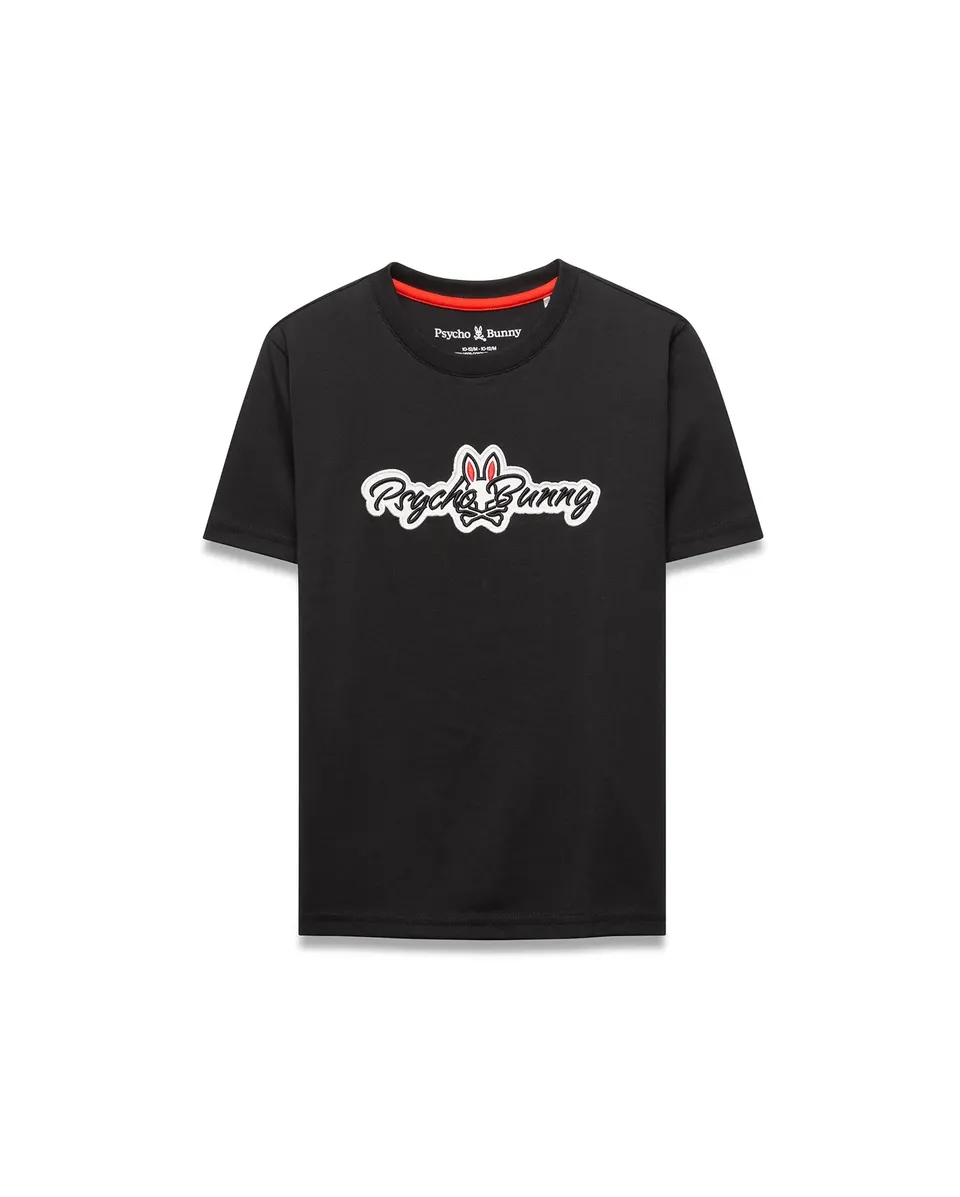 Psycho Bunny Kids Tees Jaydon Graphic Tee KT0200245 maglietta nera in cotone Pima