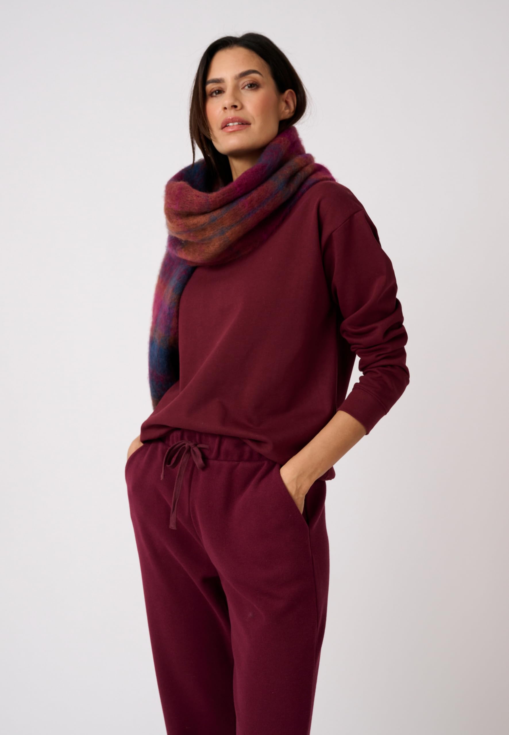 Damart Prêt-à-porter felpa donna 54-56 rosso bordeaux in pile