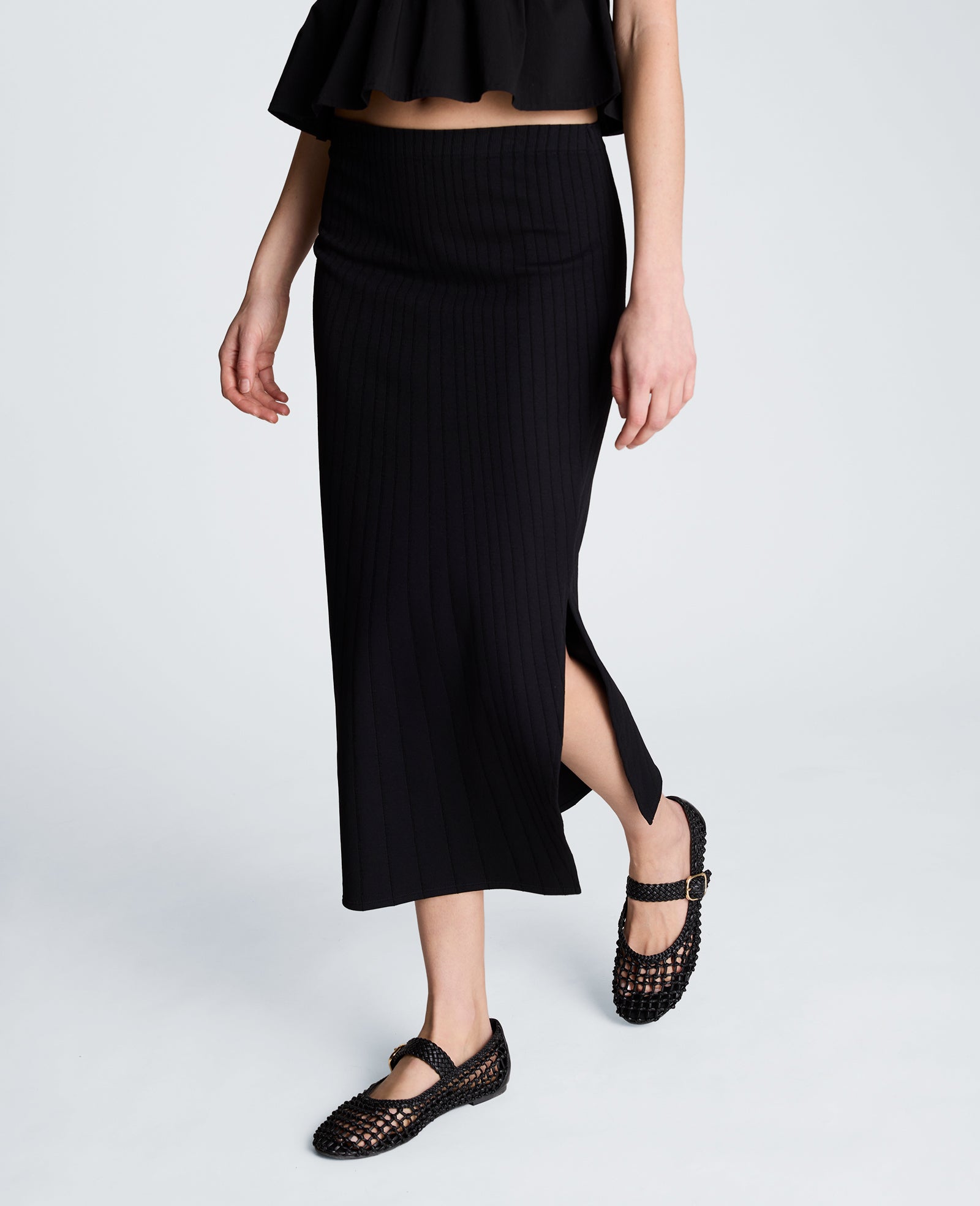 Kenneth Cole Reaction Clothing Pull On Midi Skirt gonna nera