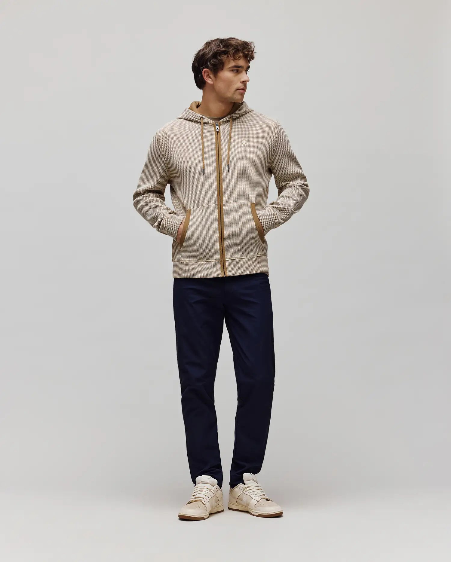 Psycho Bunny Maxton Waffle Full Zip Hoodie MT0500170 felpa con cappuccio Pristine 250 in cotone
