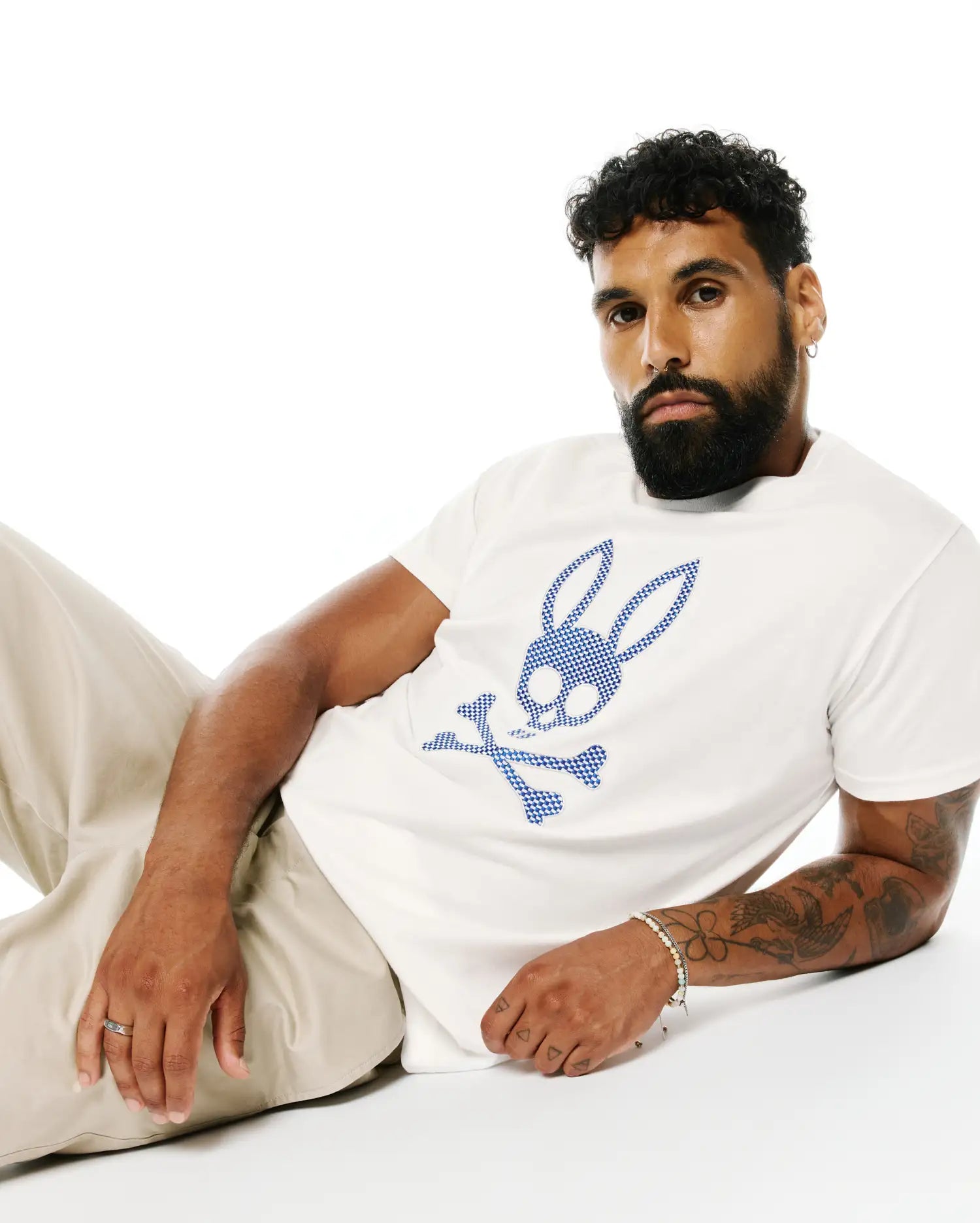 Psycho Bunny Men's Tees Stan Pima Cotton Graphic Tee maglietta Ecru XXS-XXXL cotone Pima