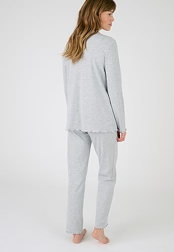Damart Homewear pigiama interlock a costine grigio XS morbido