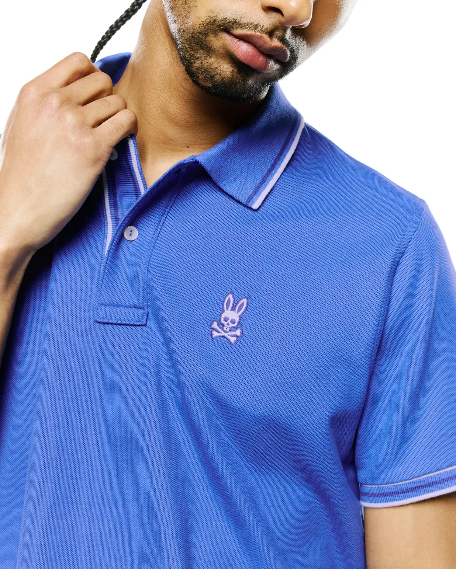 Psycho Bunny Men's Polos Atley Pima Pique Polo blu cotone Pima
