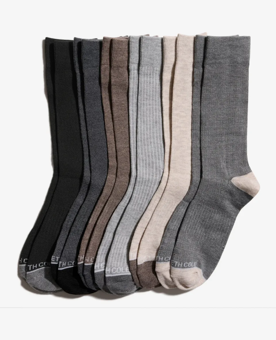 Kenneth Cole Reaction Clothing Waffle Texture Dress Crew Socks 6-Pack calze grigie 6 paia con supporto arco