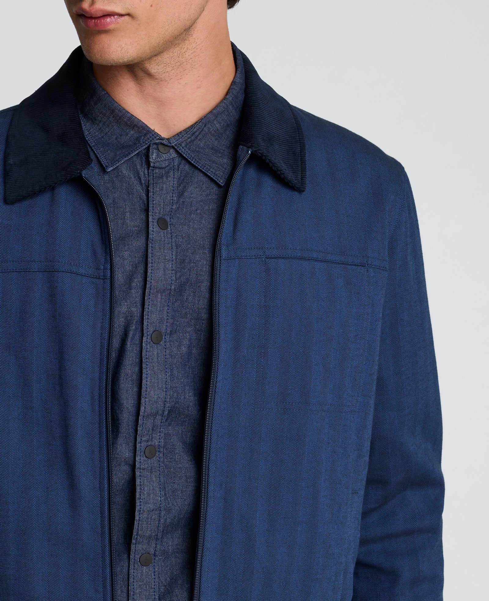 Kenneth Cole Reaction Clothing Zip Front Trucker giacca blu navy