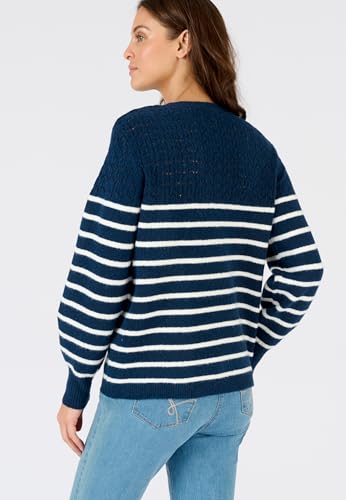 Damart Thermolactyl maglione donna a righe e maglia traforata scollo rotondo