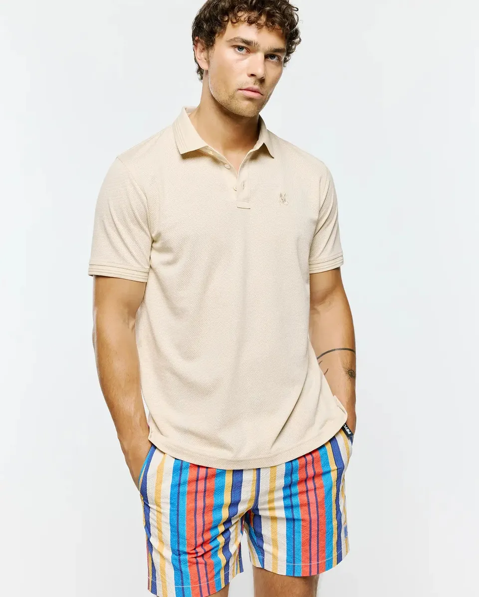 Psycho Bunny Men's Polos Tiernan Lightweight Pique Polo polo beige