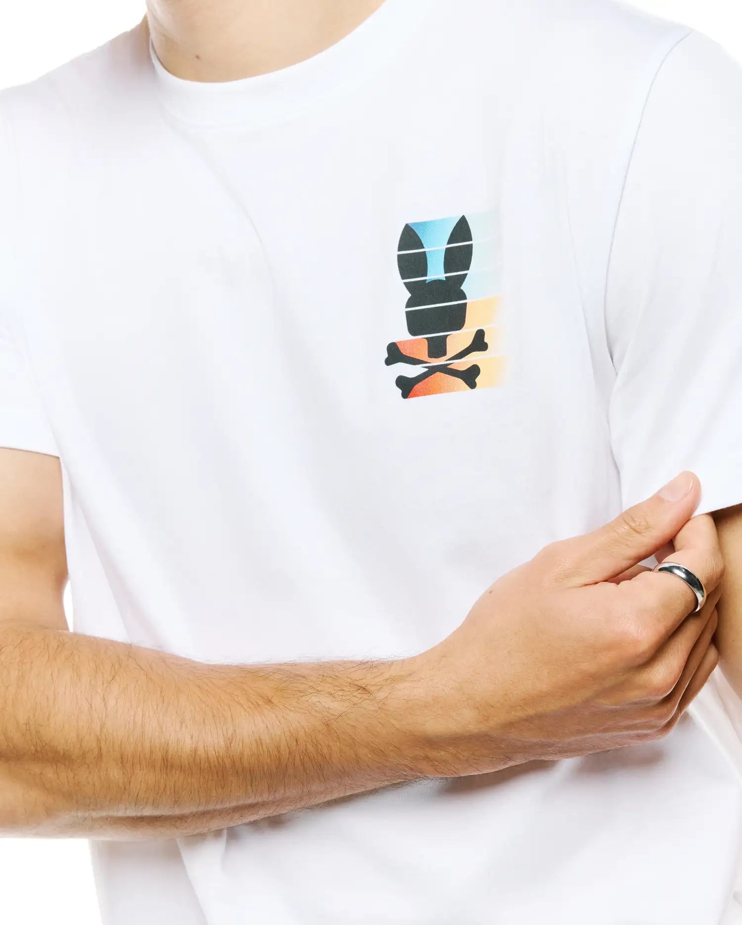 Psycho Bunny Men's Tees Cyprian Back Graphic Tee maglietta bianca