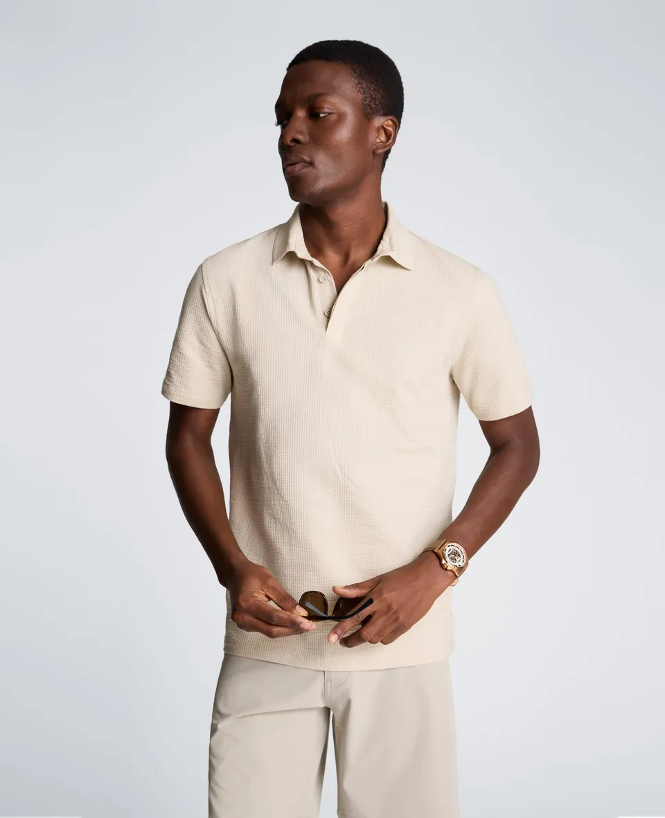 Kenneth Cole Reaction Clothing Mixed Media Polo polo uomo bianca