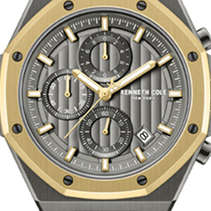 Kenneth Cole Reaction Watches Dress Sport Chronograph Two-Tone Silicone Strap Watch orologio nero oro cronografo