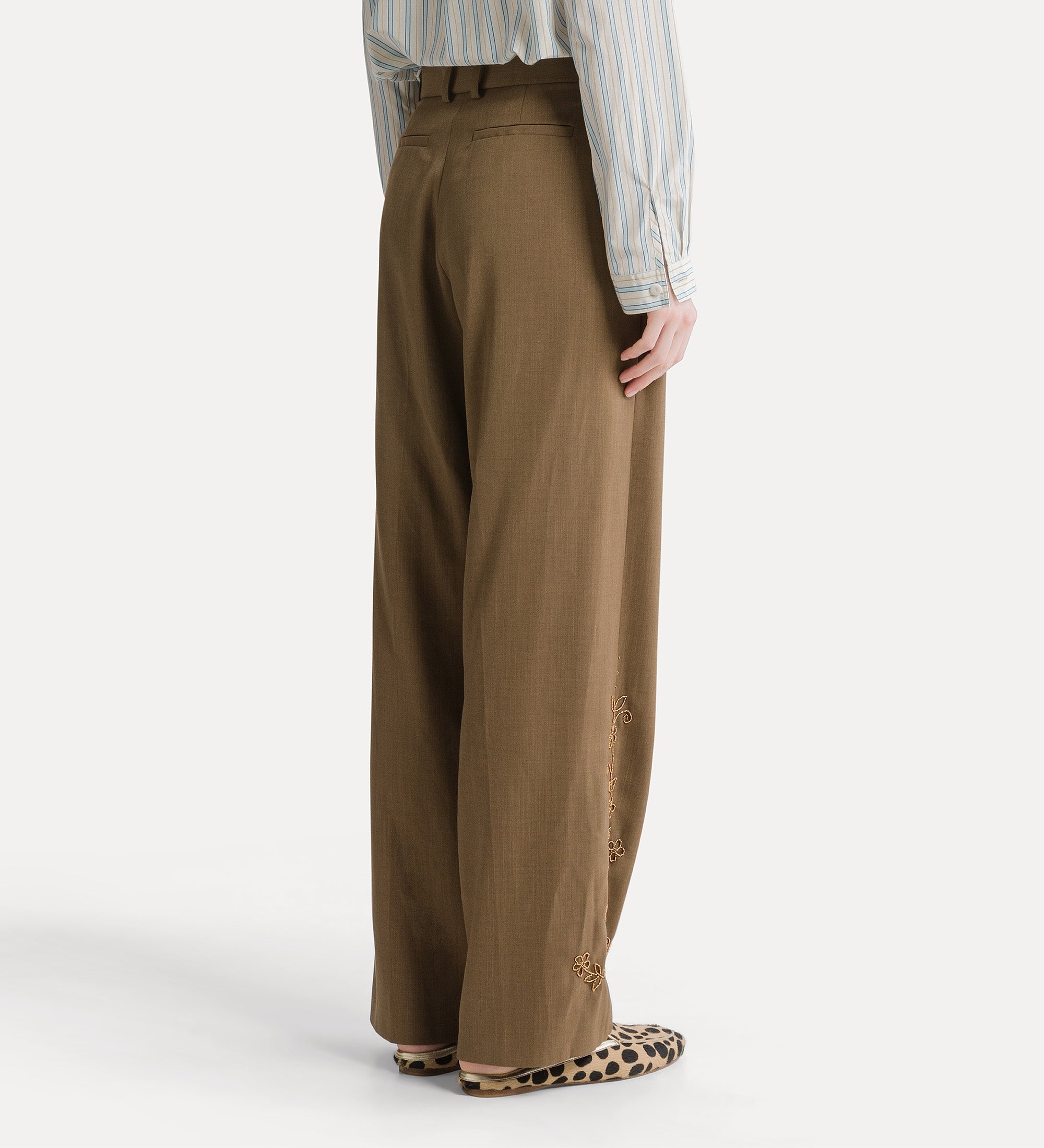 Forte pantaloni Pantaloni ricamo The Queen's Beads giallo oro