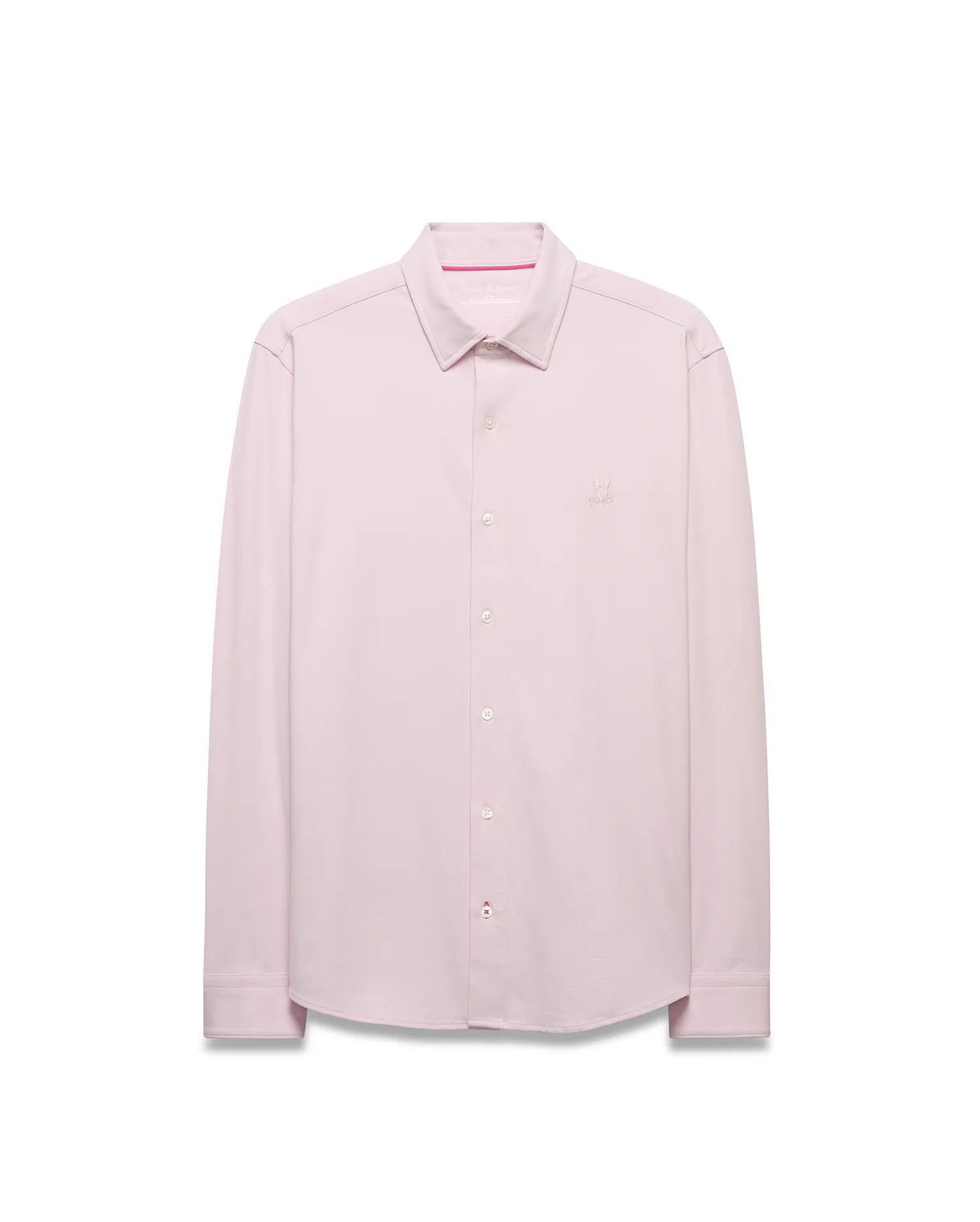 Psycho Bunny Men's Shirts Jim Jersey Longsleeve Shirt MT0300067 camicia rosa XXS-XXXL in cotone elasticizzato