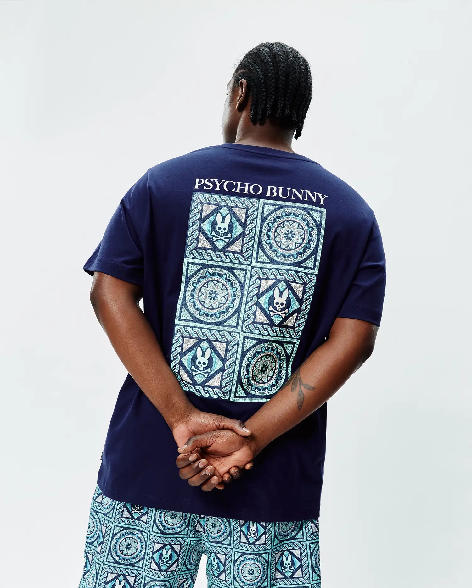 Psycho Bunny Big & Tall Big and Tall Frank Back Graphic Tee blu