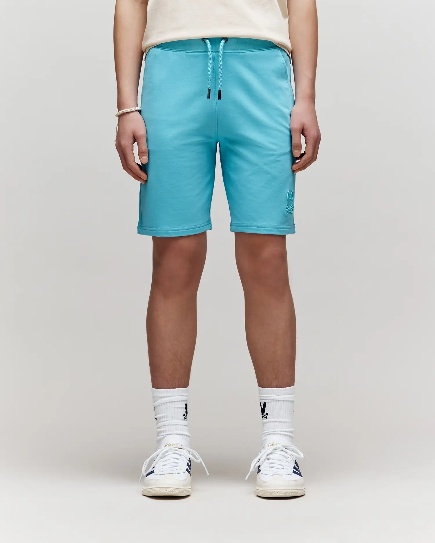 Psycho Bunny Kids Bottoms Levanzo pantaloncini azzurri in French Terry