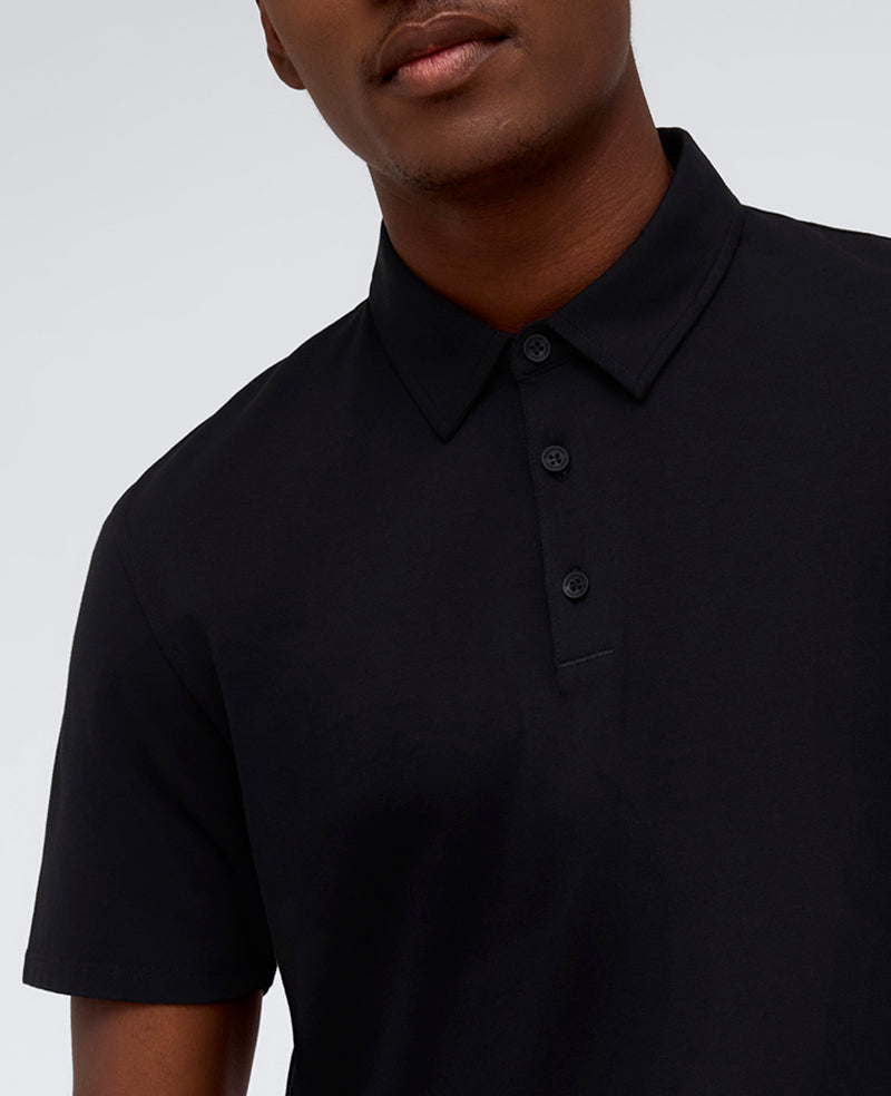 Kenneth Cole Reaction Clothing Performance Button Polo polo nera traspirante