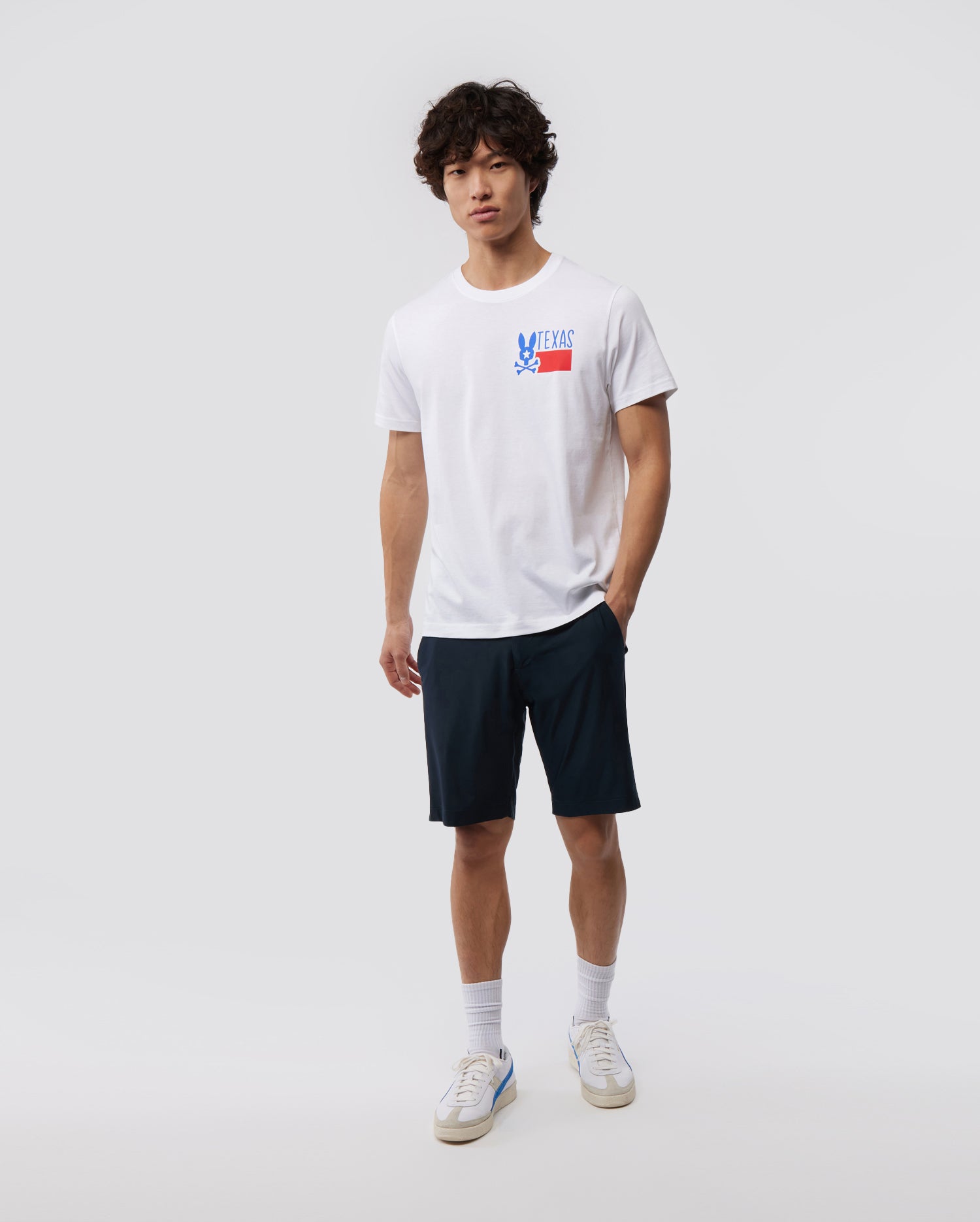 Psycho Bunny Men's Tees Texas Tee T-shirt bianca in cotone Pima