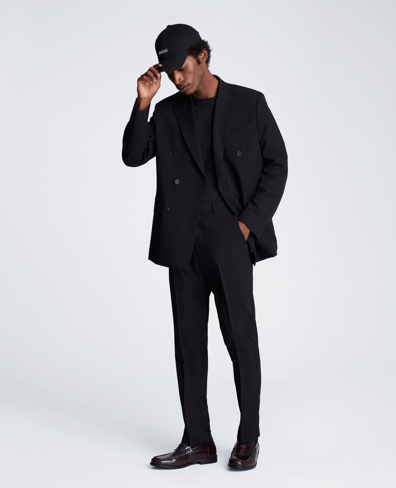 Kenneth Cole Reaction Clothing Ready Flex Slim-Fit Double-Breasted Suit completo nero slim fit
