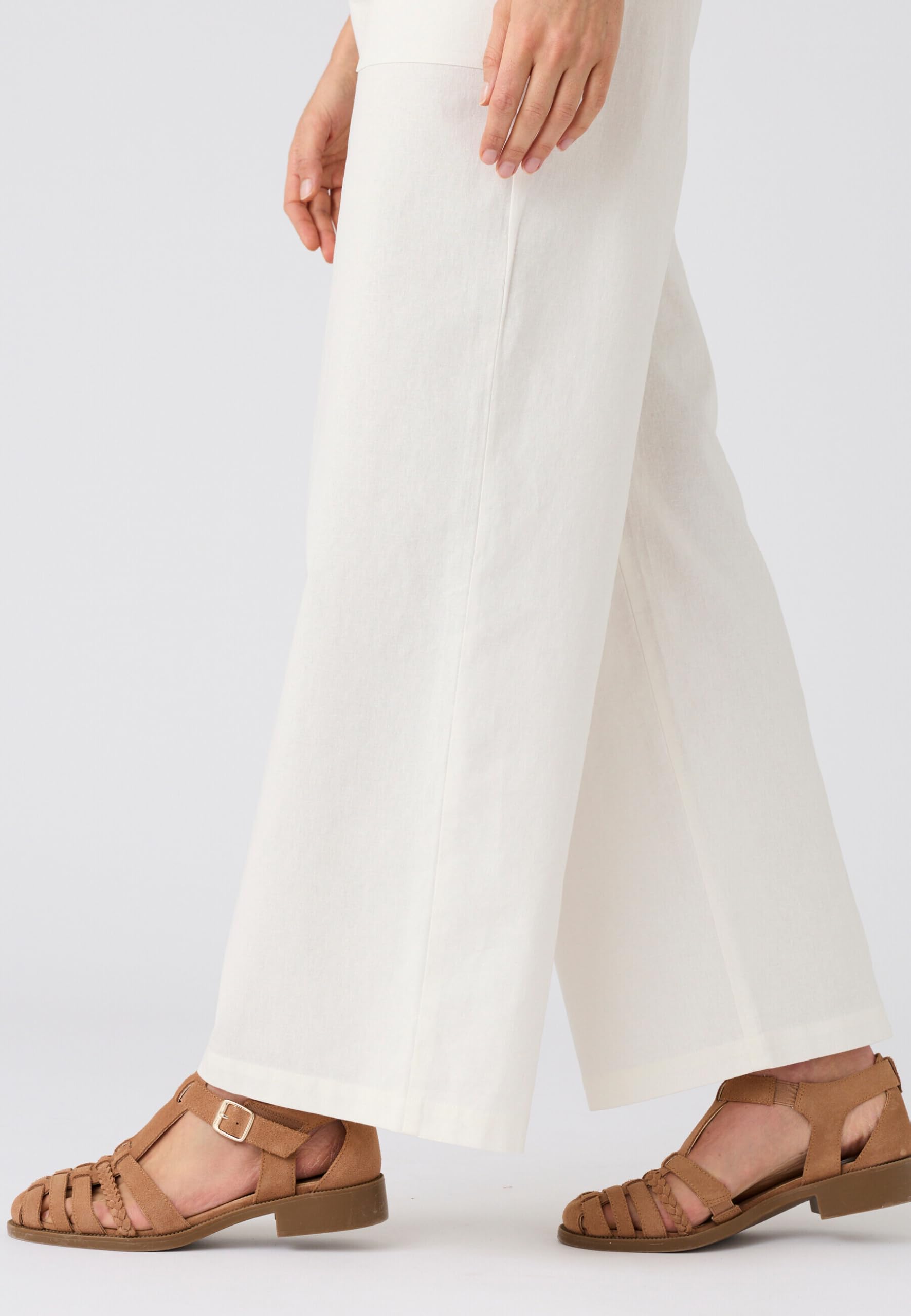 Damart Prêt-à-porter pantaloni misti lino e cotone donna 56 bianco