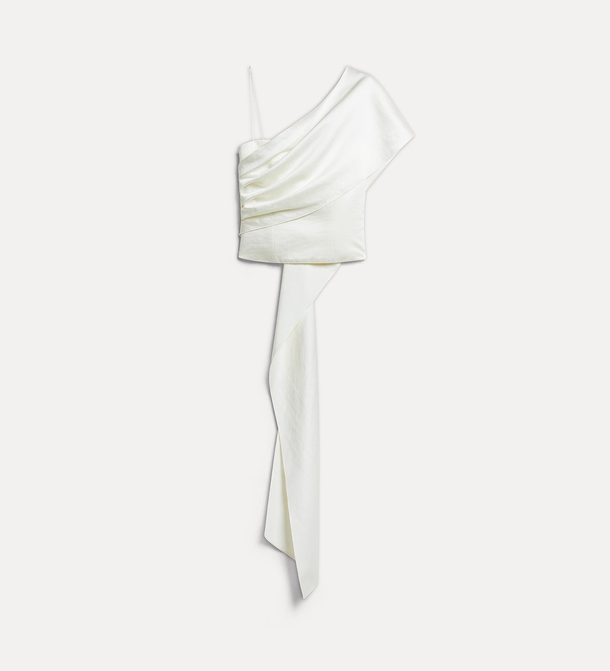 Forte top duchesse monospalla bianco con stola removibile
