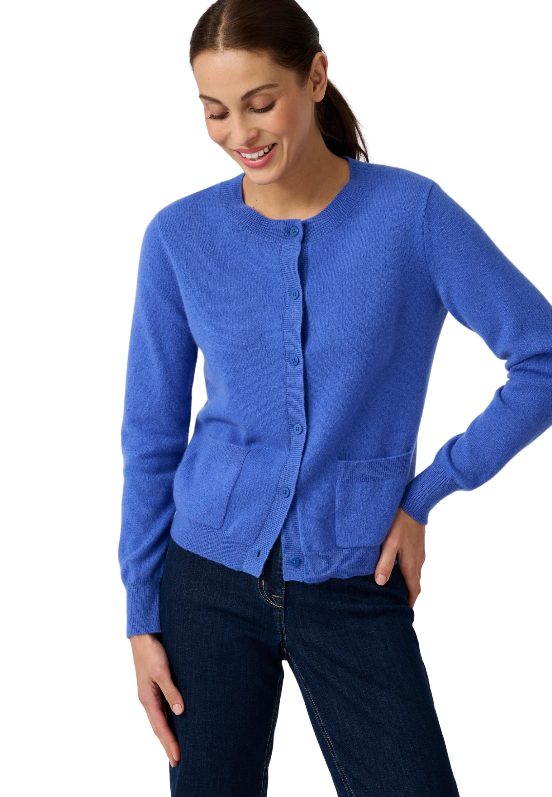 Damart Prêt-à-porter cardigan donna in cashmere marrone beige mélange
