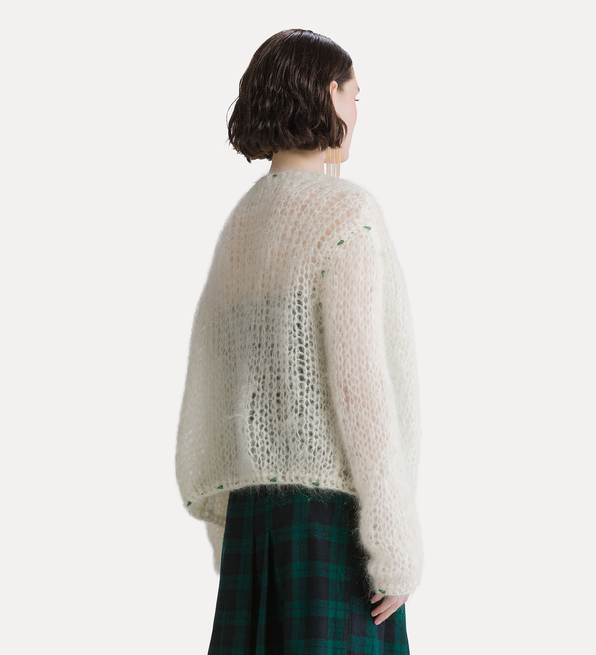 Forte cardigan in misto mohair fatto a mano avorio