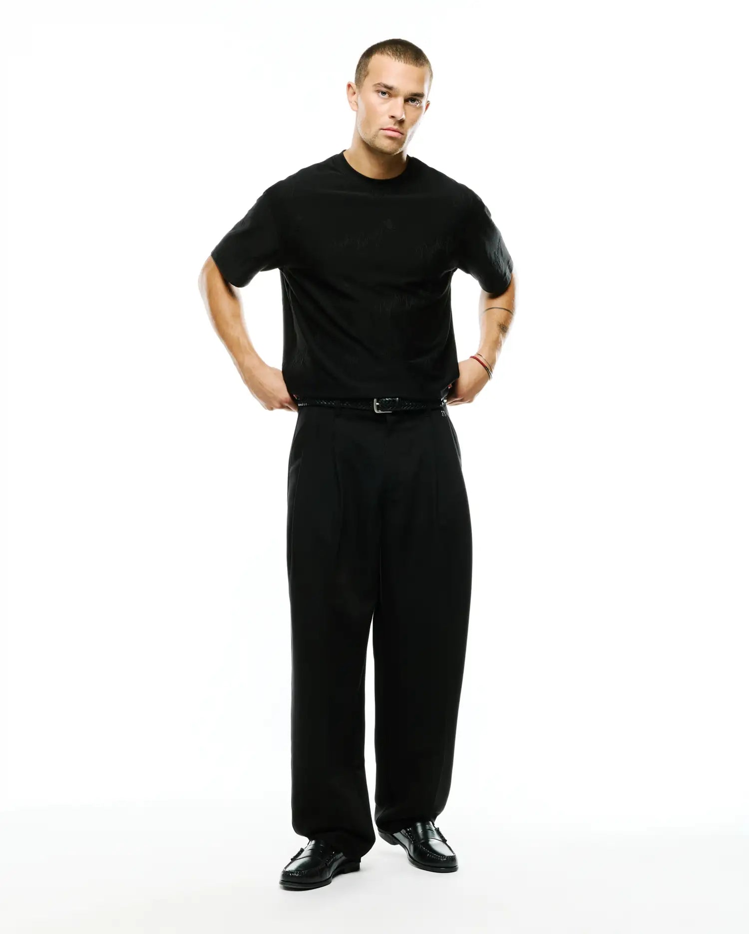 Psycho Bunny Men's Tees Mens Lenny Relaxed Jacquard Tee maglietta nera