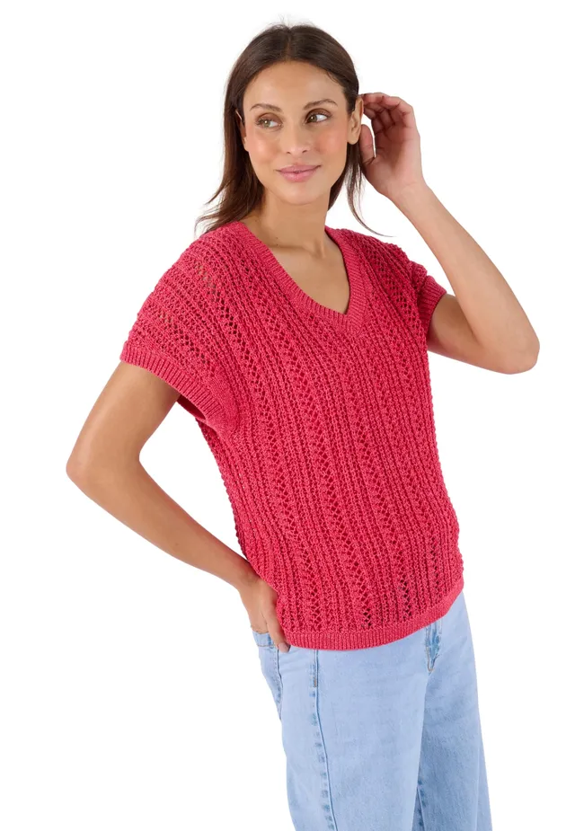 Damart Prêt-à-porter Maglione a coste fantasia donna scollo a V