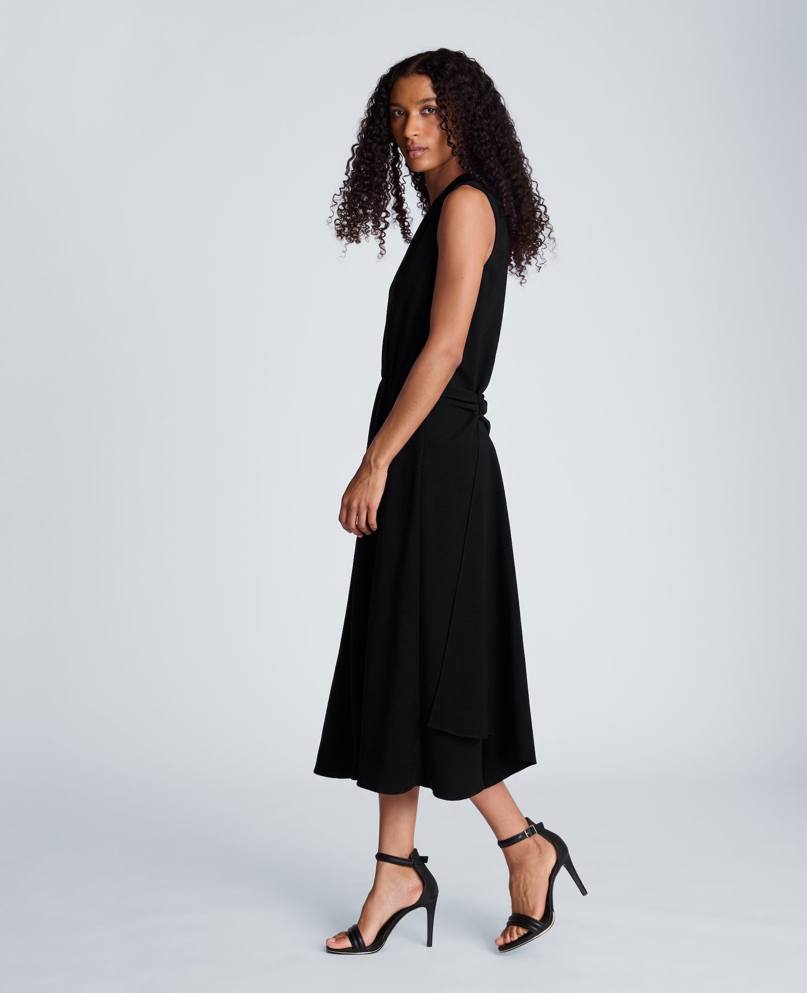 Kenneth Cole Reaction Clothing Asymmetrical Hem Midi Dress abito midi nero in crêpe
