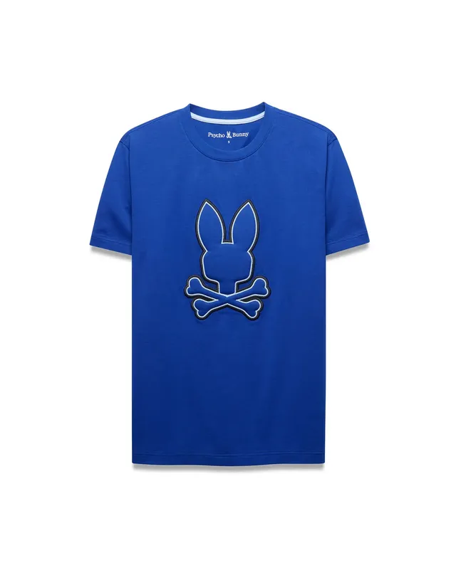 Psycho Bunny Men's Tees Bruno Graphic Tee T-shirt blu in cotone