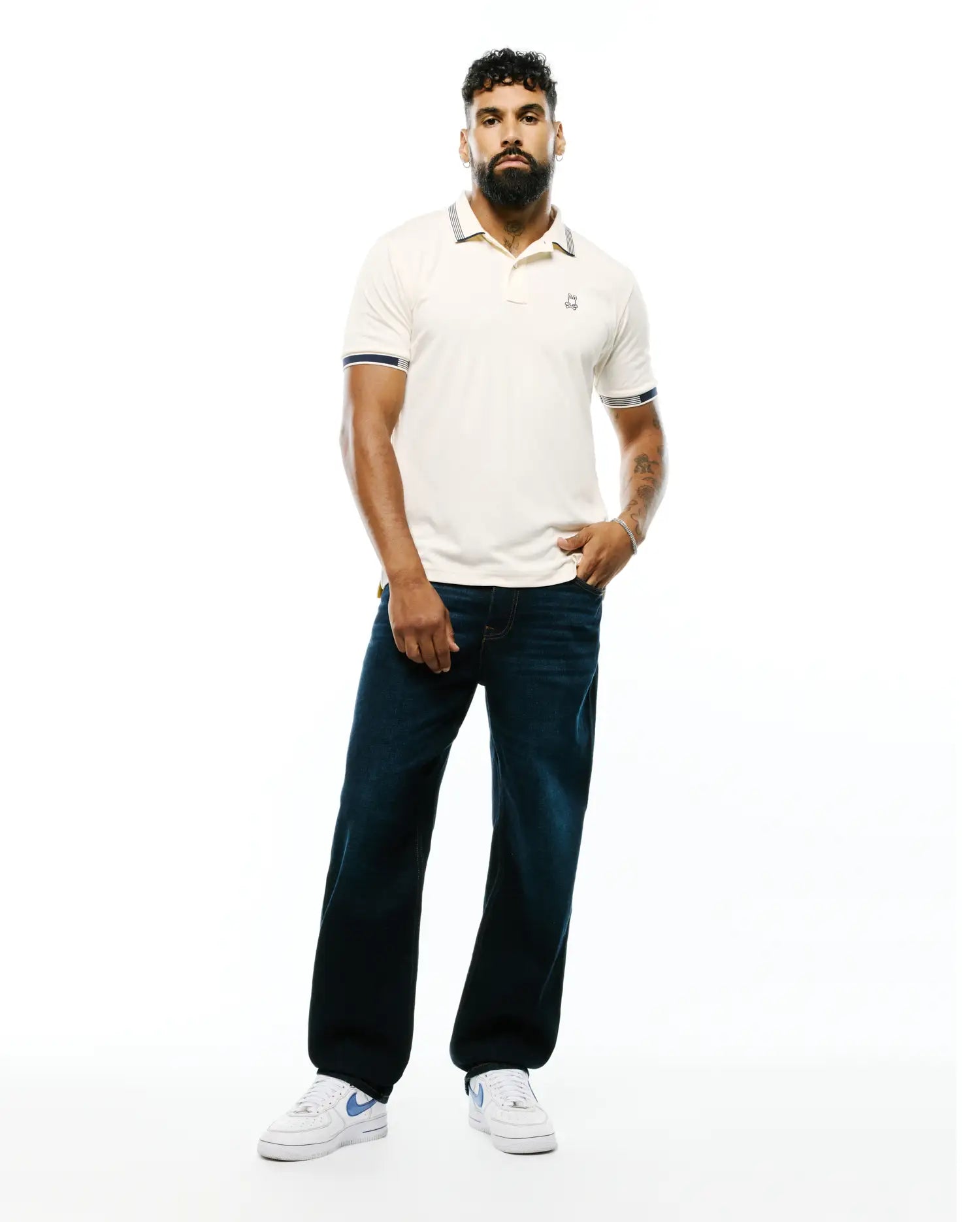 Psycho Bunny Men's Polos Timmy Performance polo bianca regular
