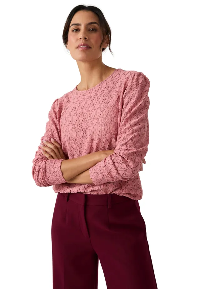 Damart Prêt-à-porter T-shirt in maglia testurizzata rosa antico 38-40