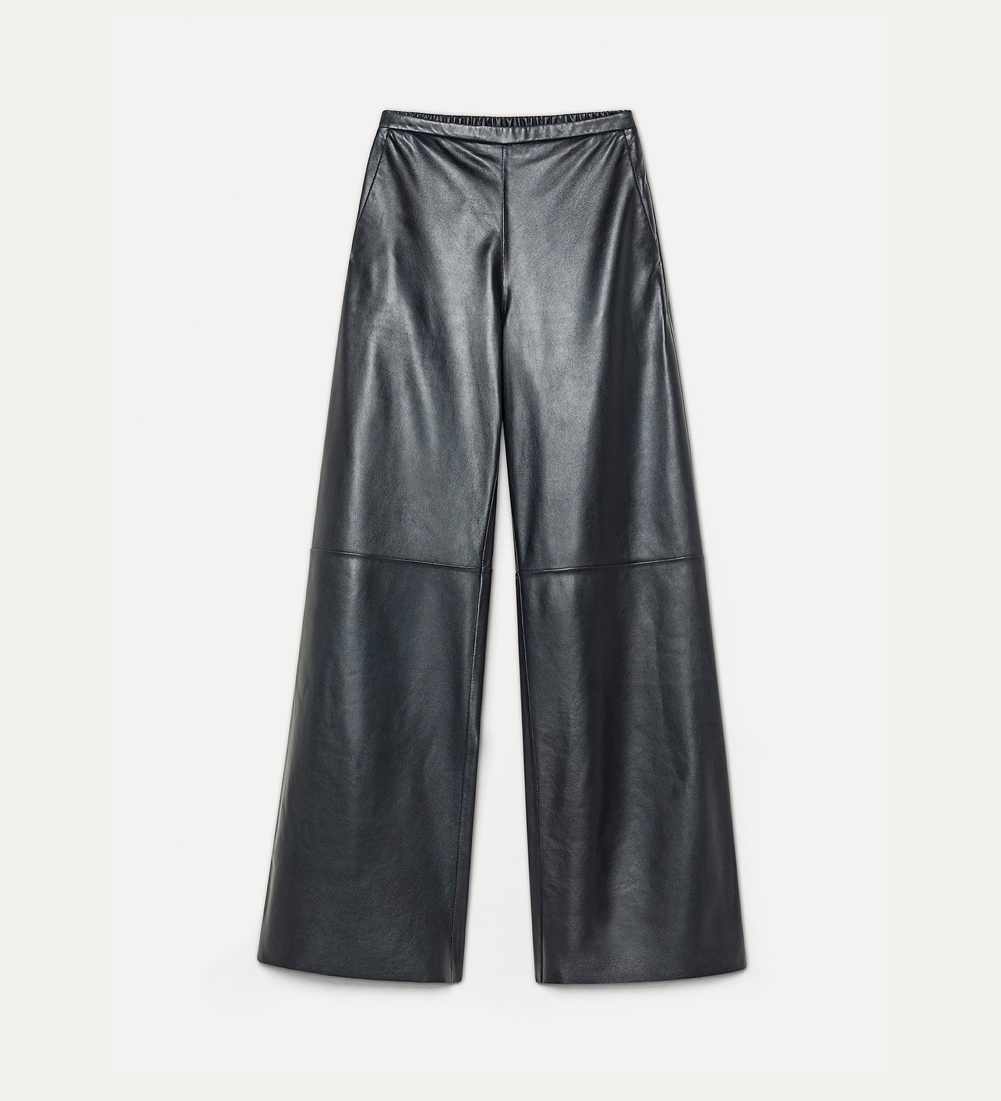 Forte pantaloni in nappa a vita alta petrolio